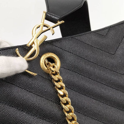Saint Laurent Yves Chain Shoulder Bag Leather Black