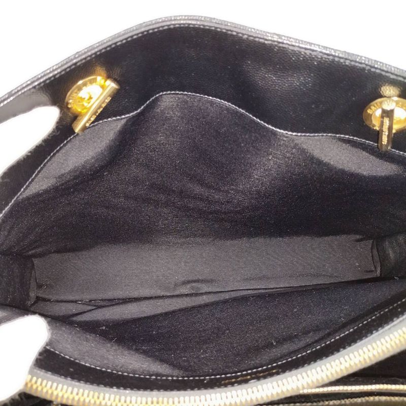 Saint Laurent Yves Chain Shoulder Bag Leather Black