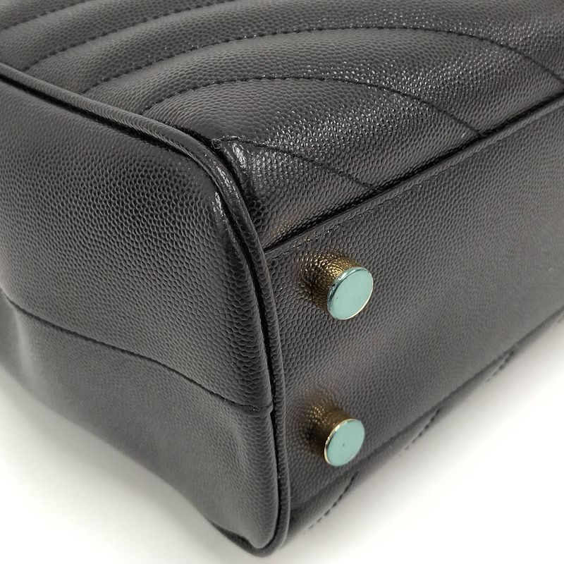 Saint Laurent Yves Chain Shoulder Bag Leather Black