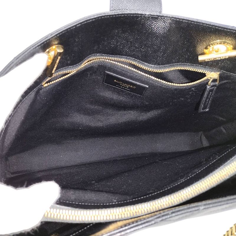 Saint Laurent Yves Chain Shoulder Bag Leather Black