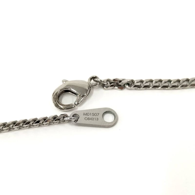 Louis Vuitton Pendant Monogram Chain Necklace LV Initial Plated Blue Silver