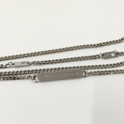 Louis Vuitton Pendant Monogram Chain Necklace LV Initial Plated Blue Silver