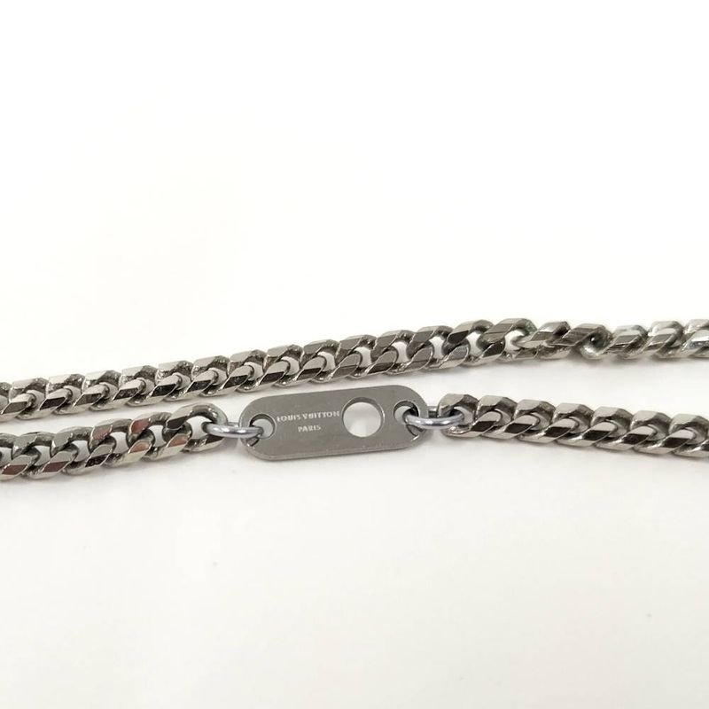 Louis Vuitton Pendant Monogram Chain Necklace LV Initial Plated Blue Silver
