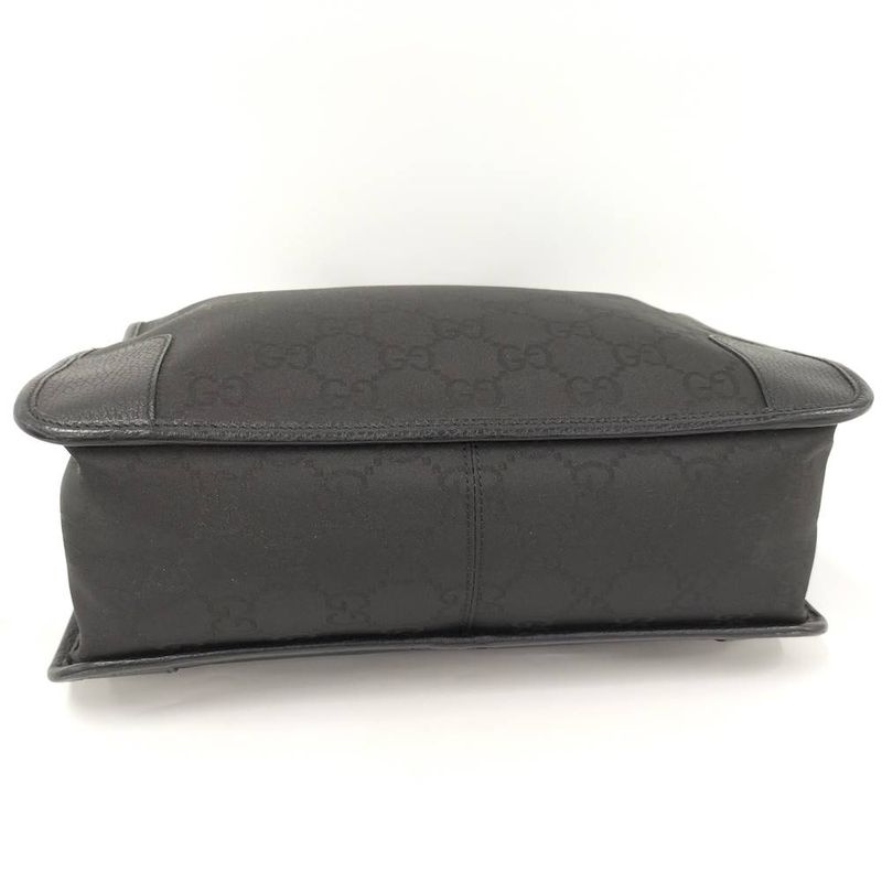 Gucci Tote Shoulder Bag GG Nylon Canvas Black
