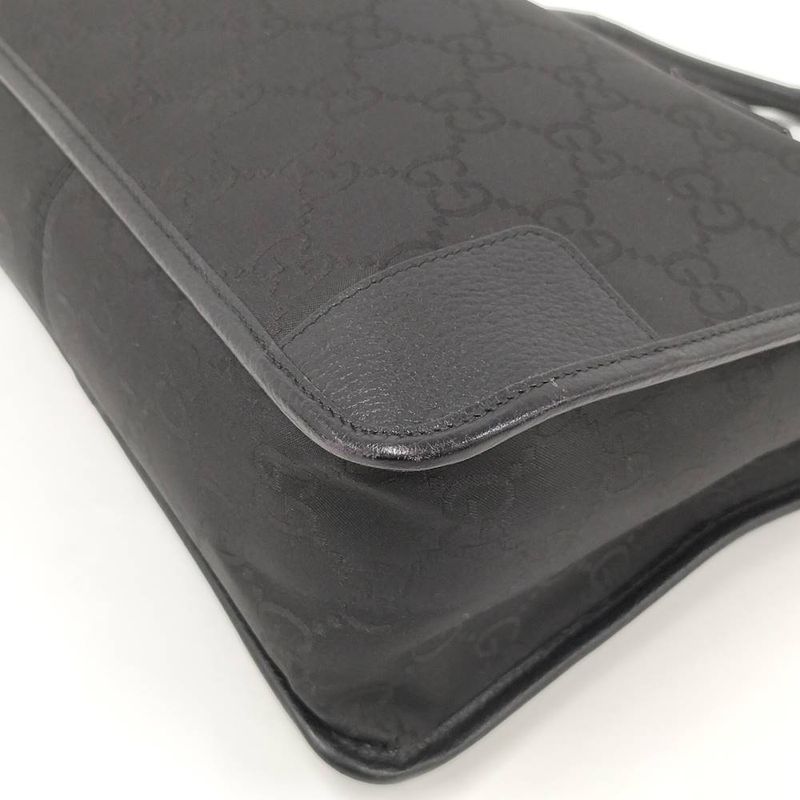 Gucci Tote Shoulder Bag GG Nylon Canvas Black