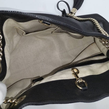 Gucci Chain Shoulder Bag Interlocking Leather Black