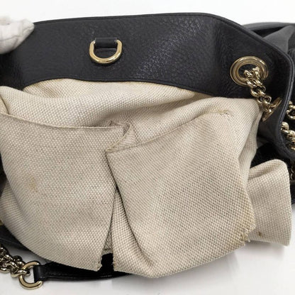 Gucci Chain Shoulder Bag Interlocking Leather Black