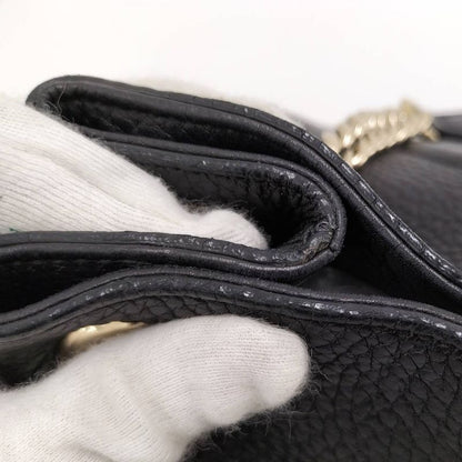 Gucci Chain Shoulder Bag Interlocking Leather Black