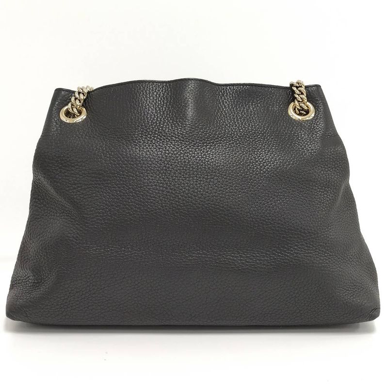 Gucci Chain Shoulder Bag Interlocking Leather Black