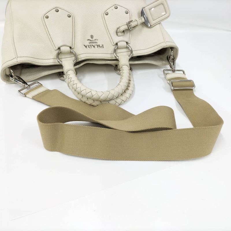 Prada 2-Way Tote Leather White