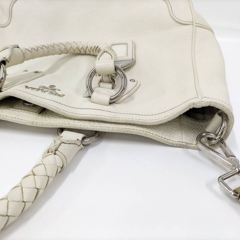 Prada 2-Way Tote Leather White