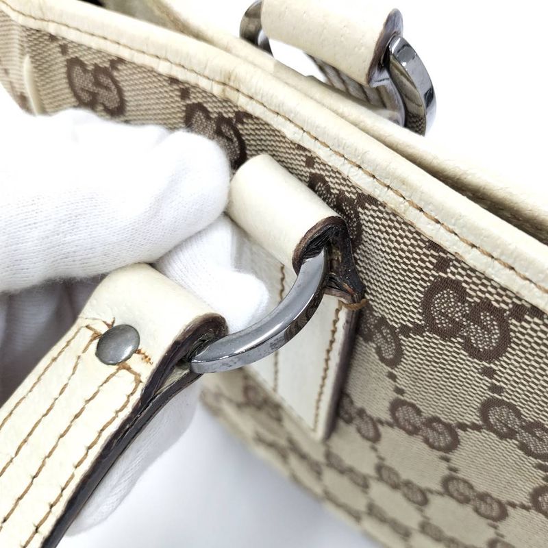 Gucci Tote GG Canvas Leather Beige Brown