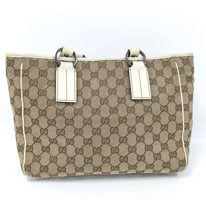 Gucci Tote GG Canvas Leather Beige Brown