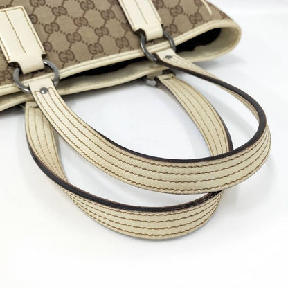 Gucci Tote GG Canvas Leather Beige Brown