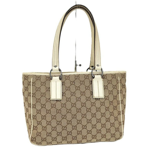 Gucci Tote GG Canvas Leather Beige Brown