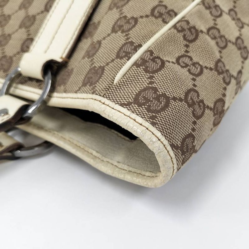 Gucci Tote GG Canvas Leather Beige Brown