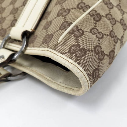 Gucci Tote GG Canvas Leather Beige Brown