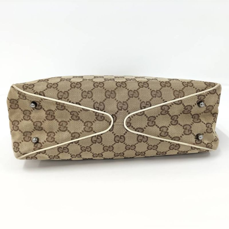 Gucci Tote GG Canvas Leather Beige Brown