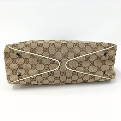 Gucci Tote GG Canvas Leather Beige Brown