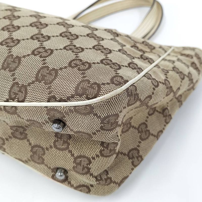 Gucci Tote GG Canvas Leather Beige Brown
