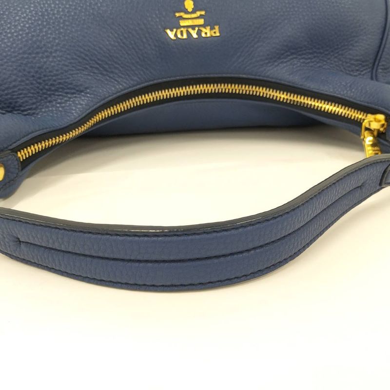 Prada Shoulder Bag Vitello Daino Leather Blue
