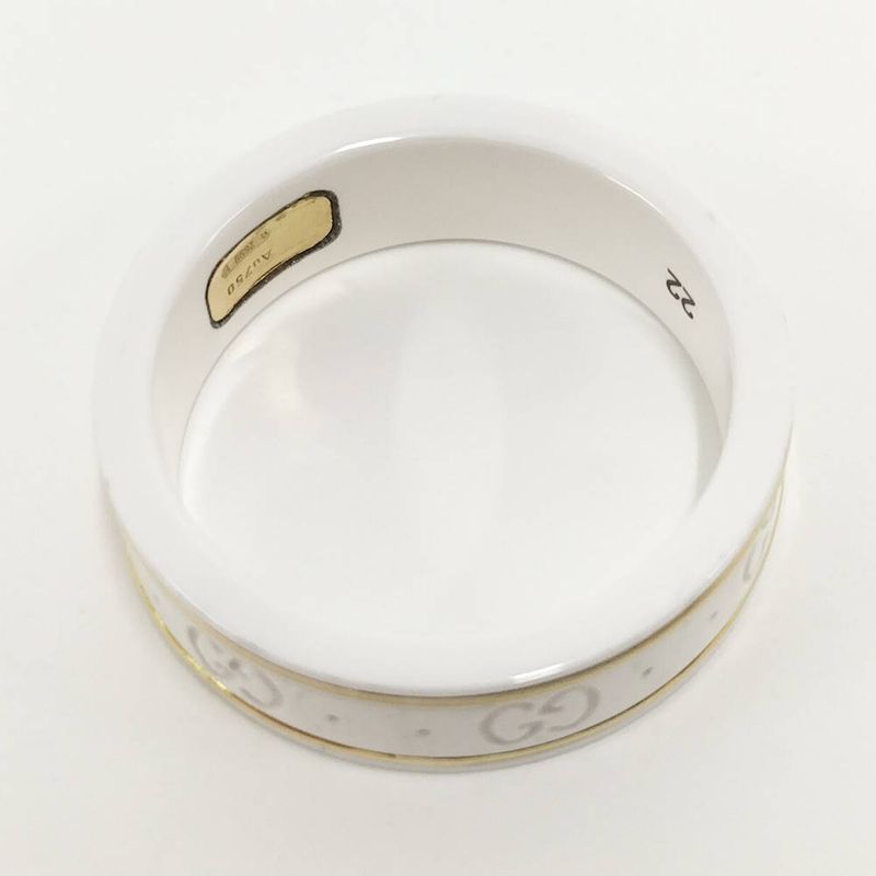 Gucci Icon Ring Ceramic 18k Yellow Gold White