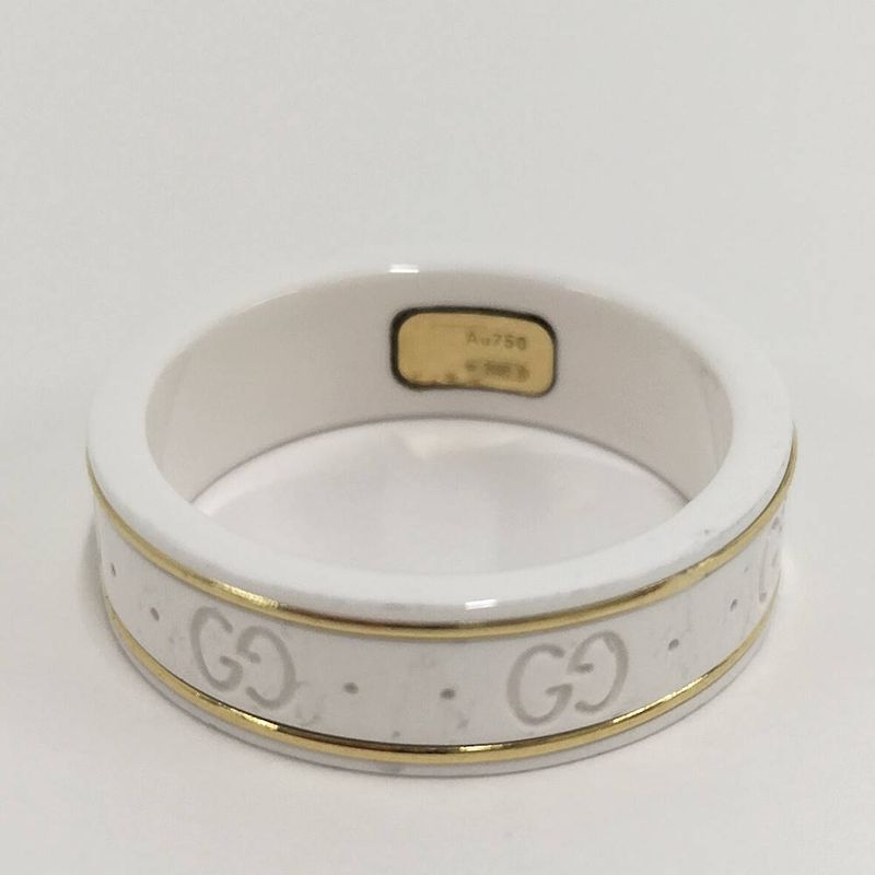 Gucci Icon Ring Ceramic 18k Yellow Gold White