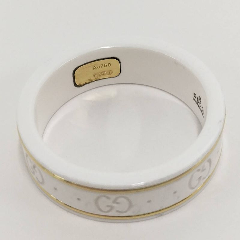 Gucci Icon Ring Ceramic 18k Yellow Gold White