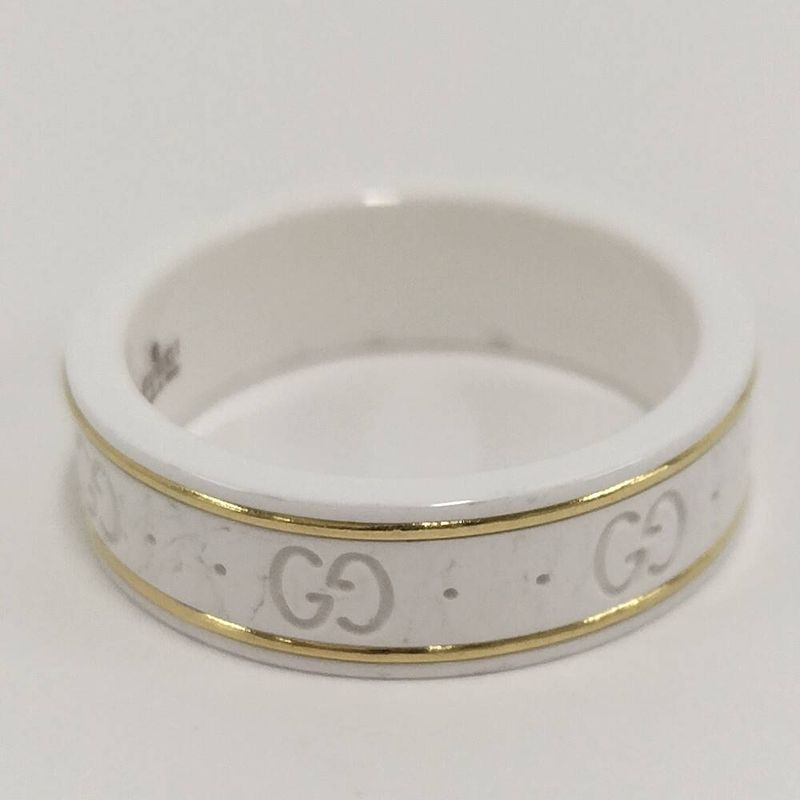 Gucci Icon Ring Ceramic 18k Yellow Gold White
