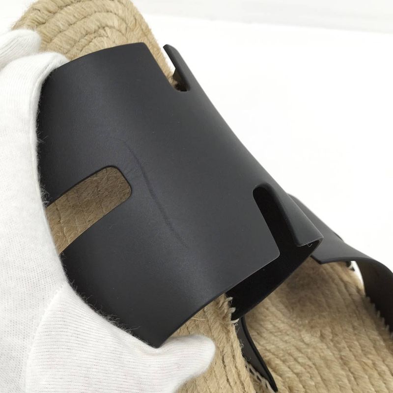 Hermes Antigua Sandals Black Beige 42