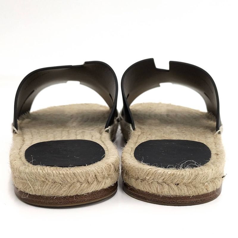 Hermes Antigua Sandals Black Beige 42