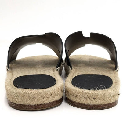 Hermes Antigua Sandals Black Beige 42