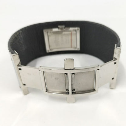 Gucci Bangle Watch SS Leather Quartz Black Dial