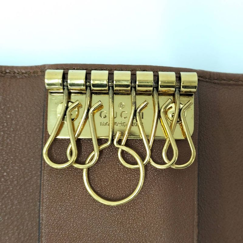 Gucci Diana 6 Key Case Bamboo GG Leather Brown Key Holder