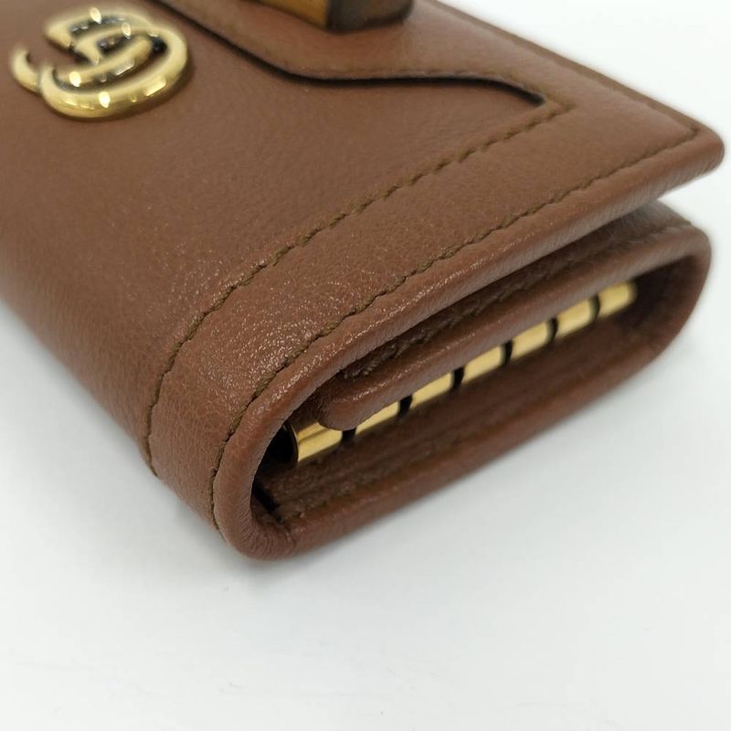 Gucci Diana 6 Key Case Bamboo GG Leather Brown Key Holder