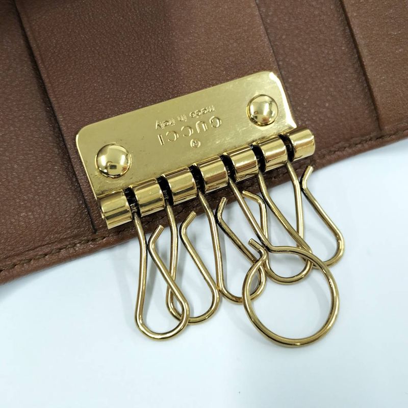 Gucci Diana 6 Key Case Bamboo GG Leather Brown Key Holder
