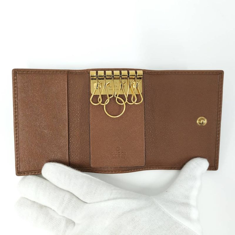 Gucci Diana 6 Key Case Bamboo GG Leather Brown Key Holder