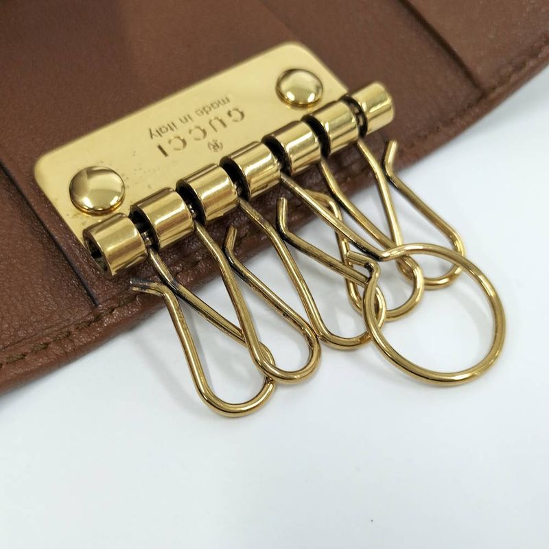 Gucci Diana 6 Key Case Bamboo GG Leather Brown Key Holder