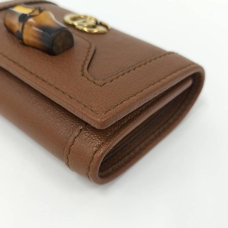 Gucci Diana 6 Key Case Bamboo GG Leather Brown Key Holder