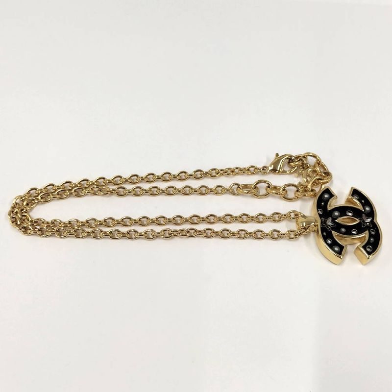 Chanel Necklace CC Logo Plated Gold
