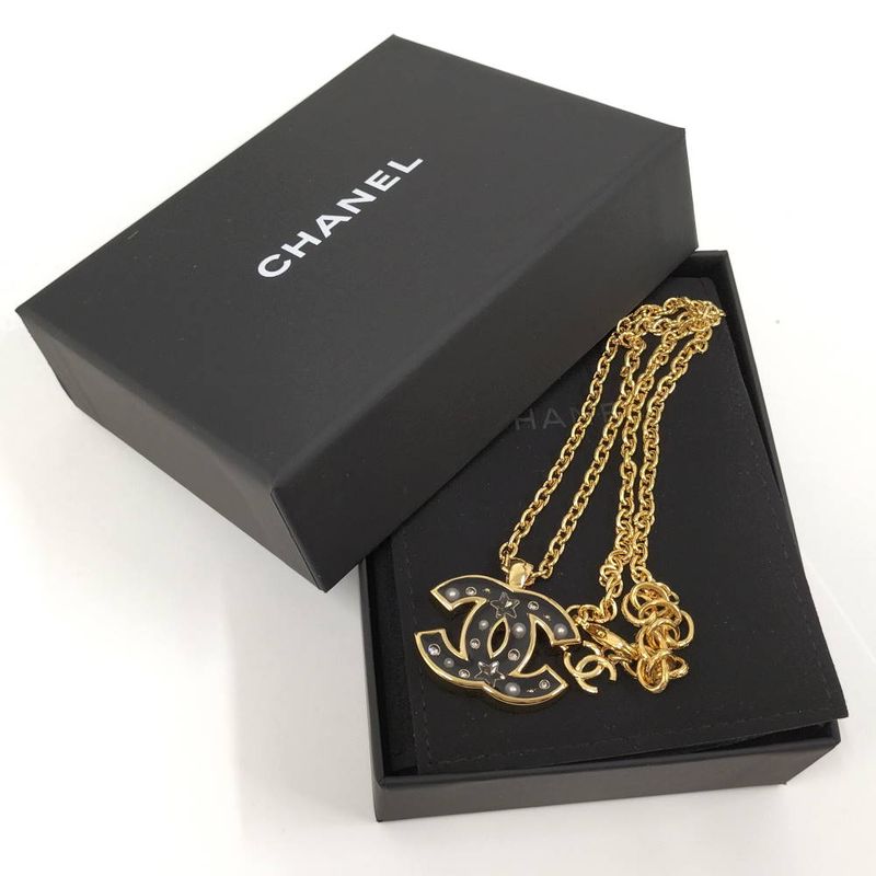 Chanel Necklace CC Logo Plated Gold