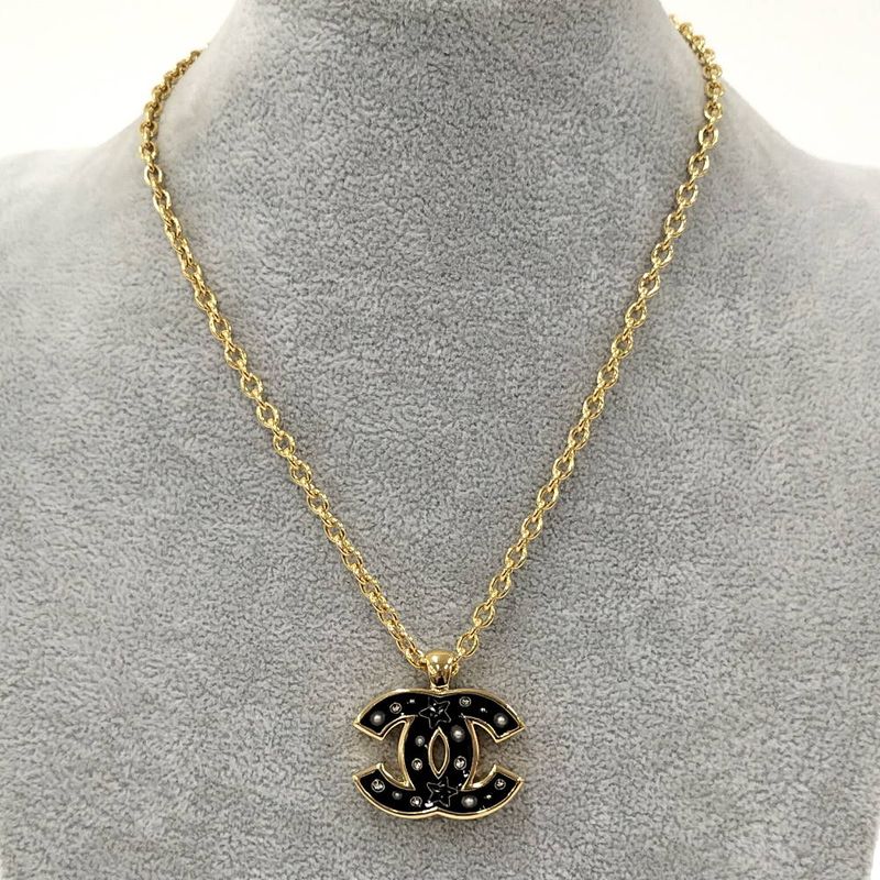 Chanel Necklace CC Logo Plated Gold