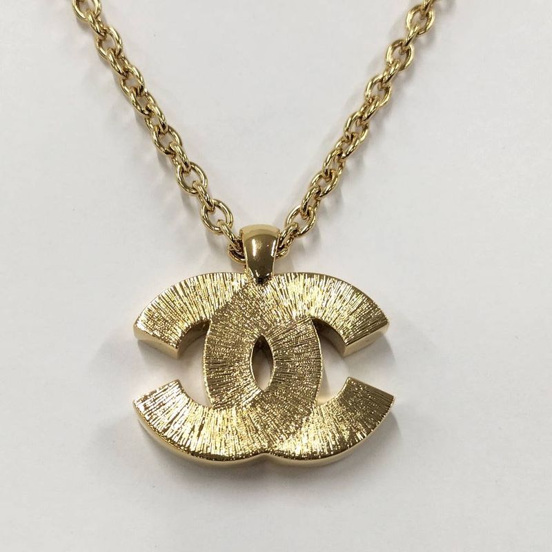 Chanel Necklace CC Logo Plated Gold