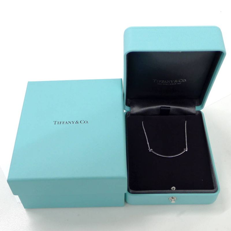 Tiffany & Co T Smile Necklace 18k White Gold
