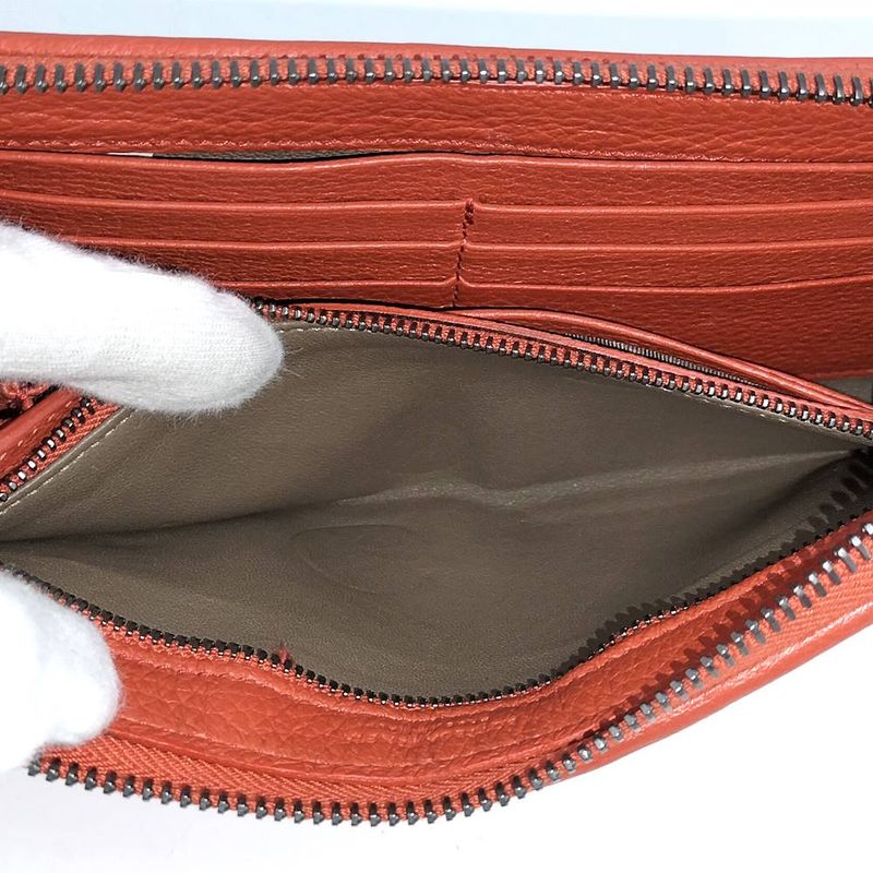 Bottega Veneta Zip Around Wallet Leather Orange