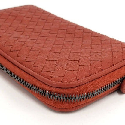 Bottega Veneta Zip Around Wallet Leather Orange
