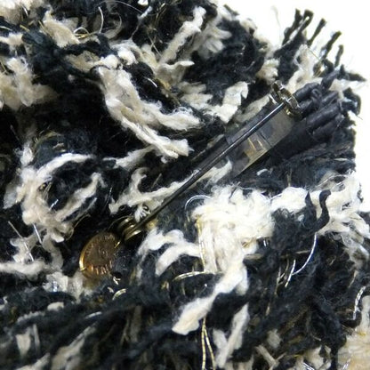 Chanel Camellia Corsage Tweed Black White Brooch