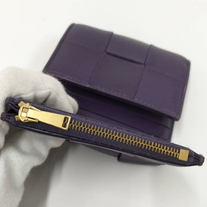 Bottega Veneta Trifold Wallet Intrecciato Small Leather Purple