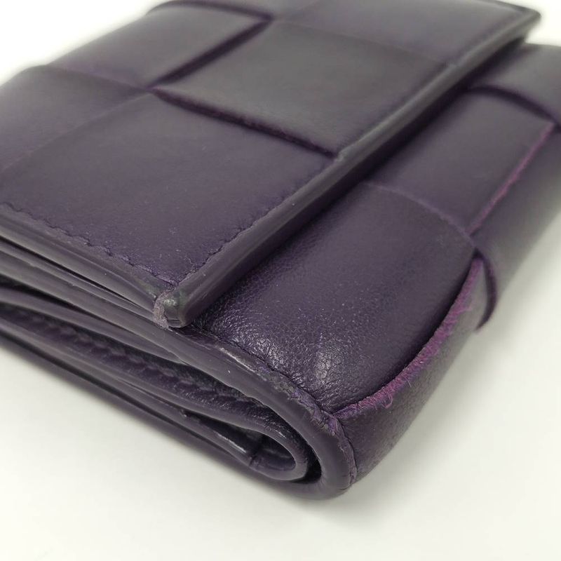 Bottega Veneta Trifold Wallet Intrecciato Small Leather Purple