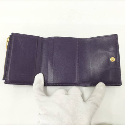 Bottega Veneta Trifold Wallet Intrecciato Small Leather Purple